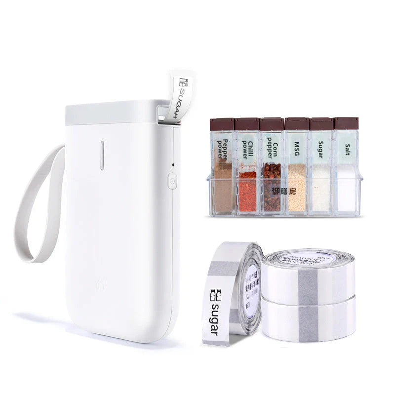 Compact Bluetooth Label Printer with thermal printing technology, Bluetooth connectivity, and versatile label design capabilities for home and office use