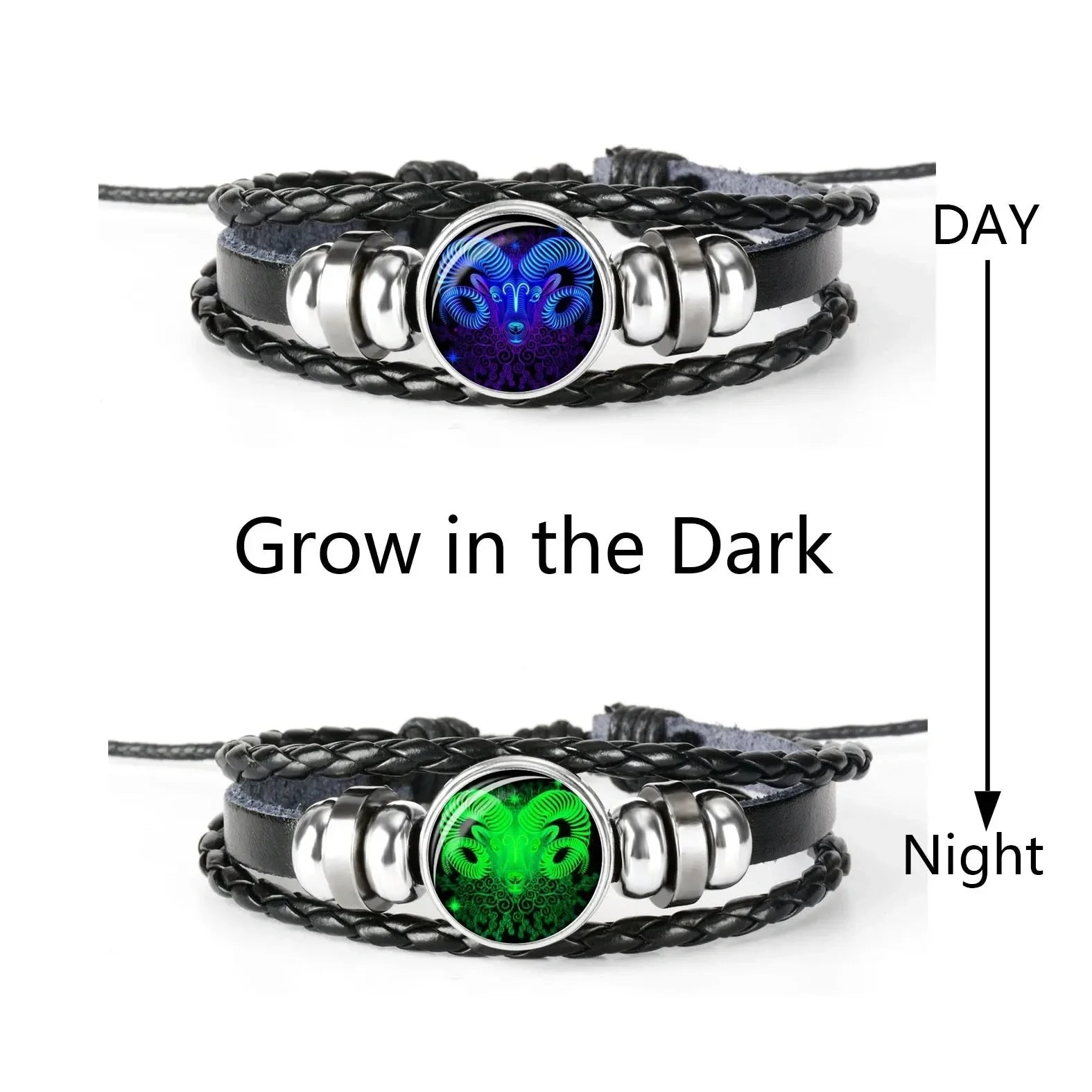 Glowing Zodiac Bracelet in punk style with luminous feature for night-time wear
