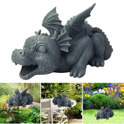 Charming resin dinosaur fountain ornament with flowing water feature for home and garden decoration