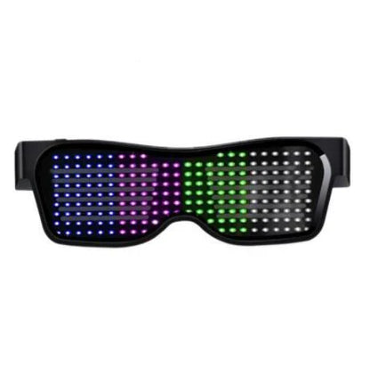 Multicolor LED party glasses with dynamic flashing light effects, suitable for various events and celebrations