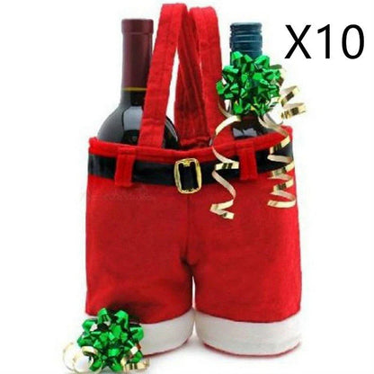 Festive Santa pants-shaped cloth gift bag in red, perfect for holding Christmas candies and small gifts