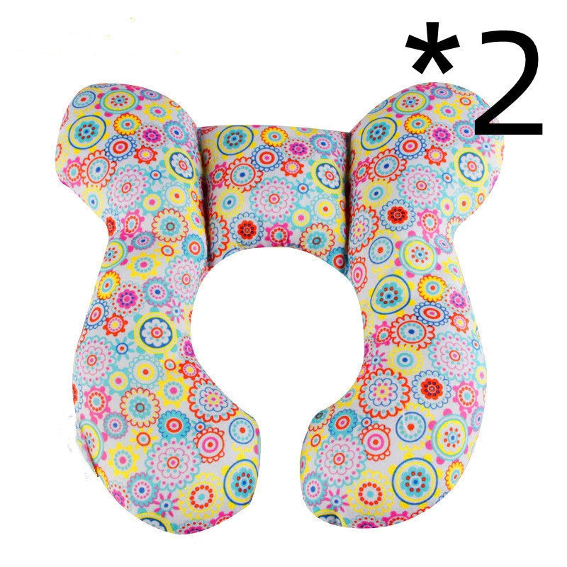 U-shaped baby head support pillow in pure cotton for car safety seats