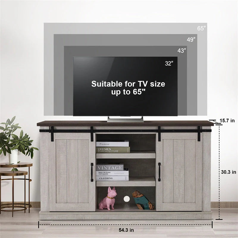 Vintage khaki TV cabinet with wood grain finish for living room