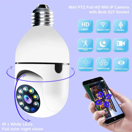 Smart 1080P Wi-Fi Bulb Camera with 4X Zoom, Smooth Pan and Tilt, Automatic Motion Tracking, and Night Vision