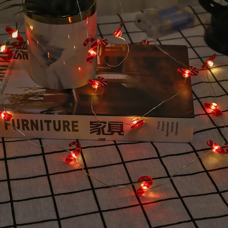 Festive LED string lights with Santa Claus and snowflakes for holiday decor
