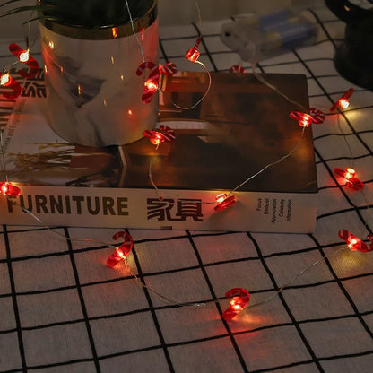 Festive LED string lights with Santa Claus and snowflakes for holiday decor