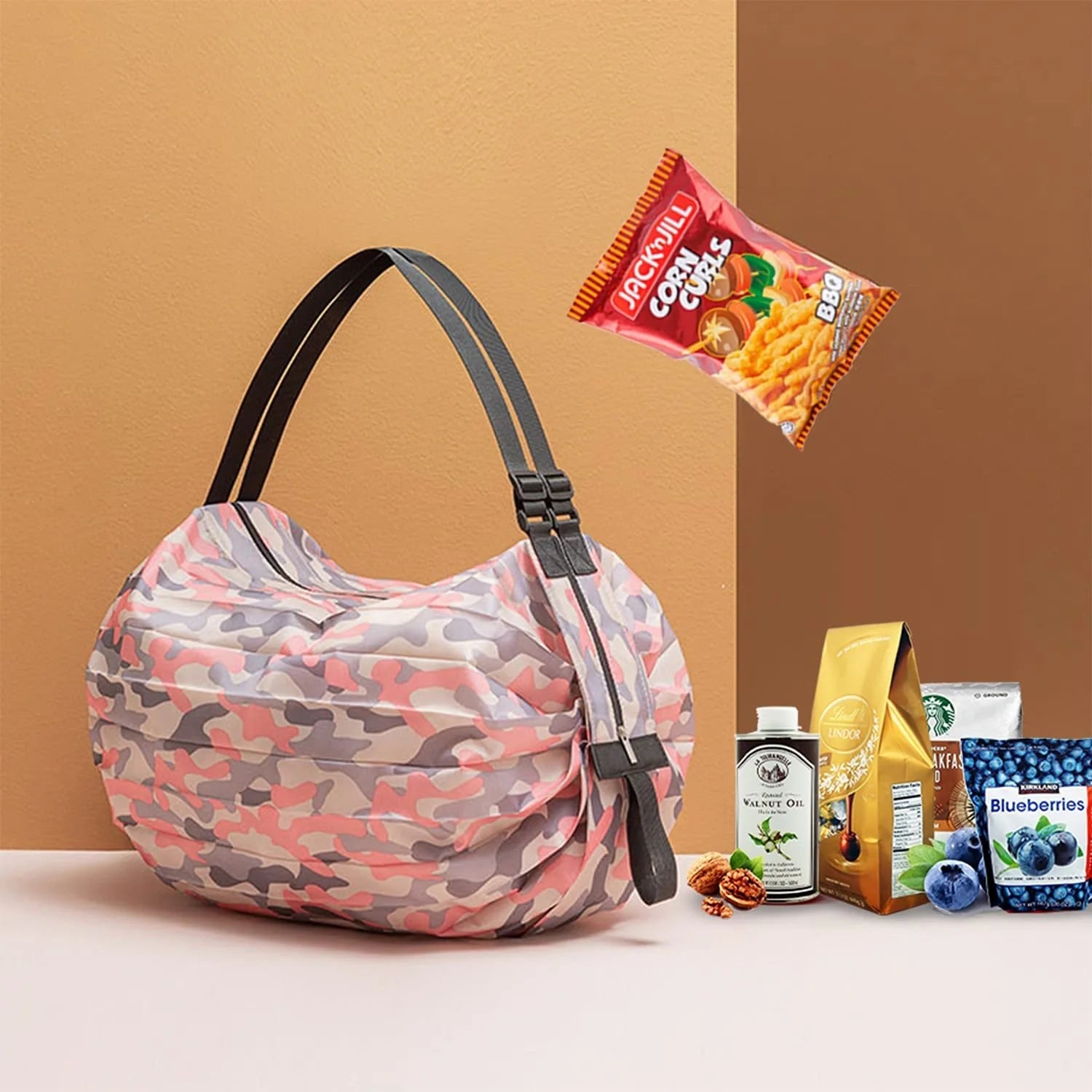 Large capacity foldable nylon shopping bag in various colors