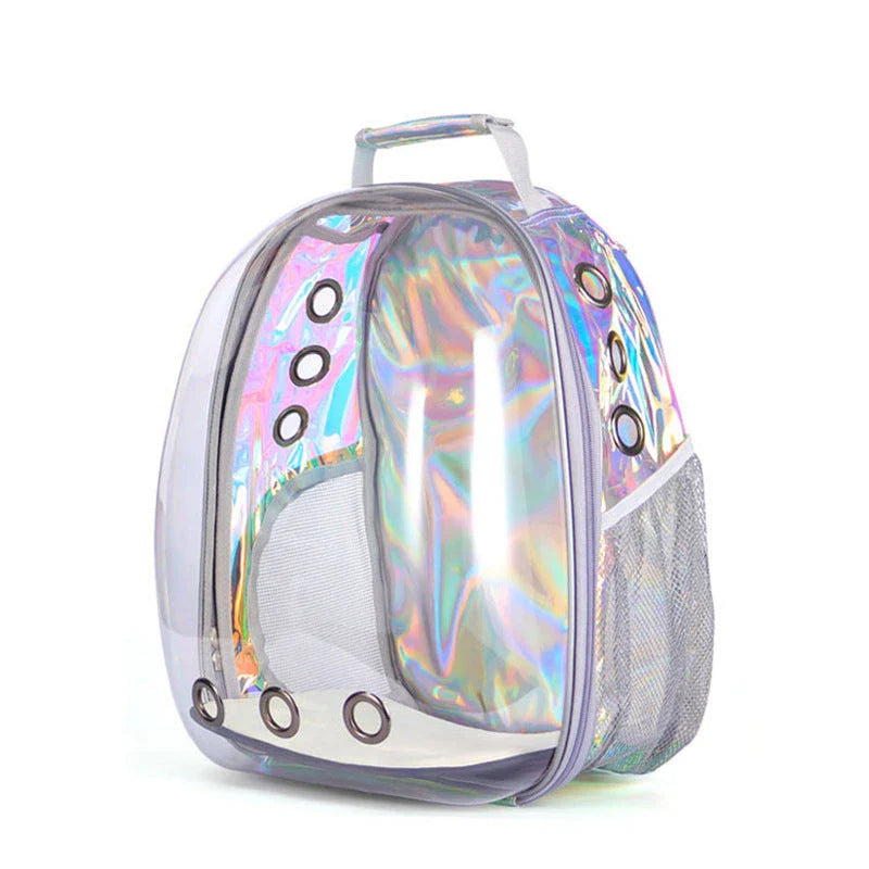 Premium transparent pet carrier backpack with side-entry door and breathable design for cats up to 12 kg