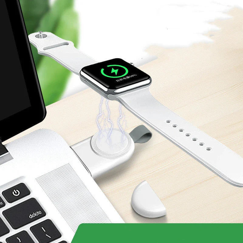Portable wireless charger for Apple Watch with charging dock station stand and USB charging capabilities