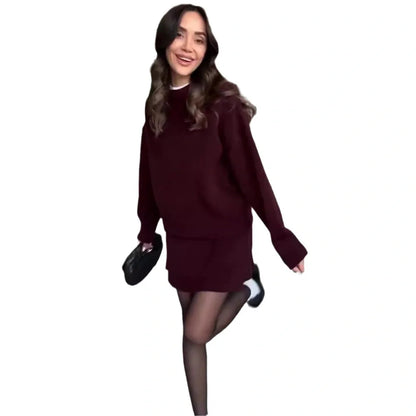 Sophisticated two-piece knit jumper and mini skirt set in a range of classic colours