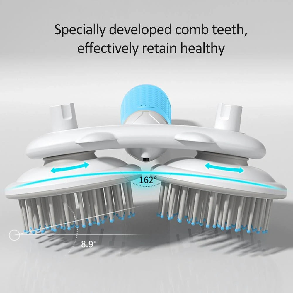 Double-headed negative ion pet brush with self-cleaning feature in various colours