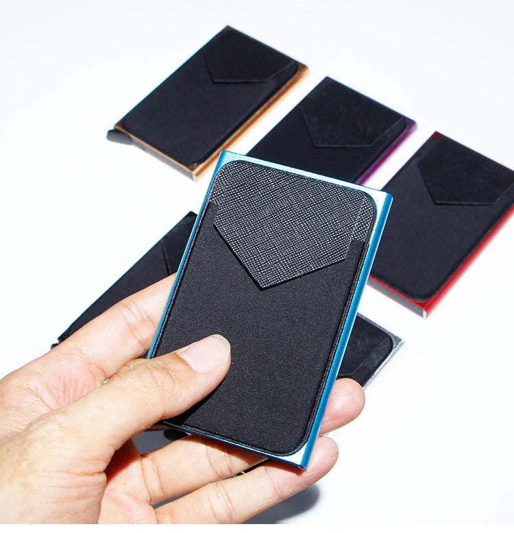 Aluminium alloy anti-theft multi card holder with lycra cloth strap in various colours