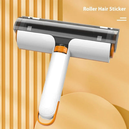 2-in-1 pet hair removal roller with soft bristles for effortless cleaning of clothes, furniture, and car interiors