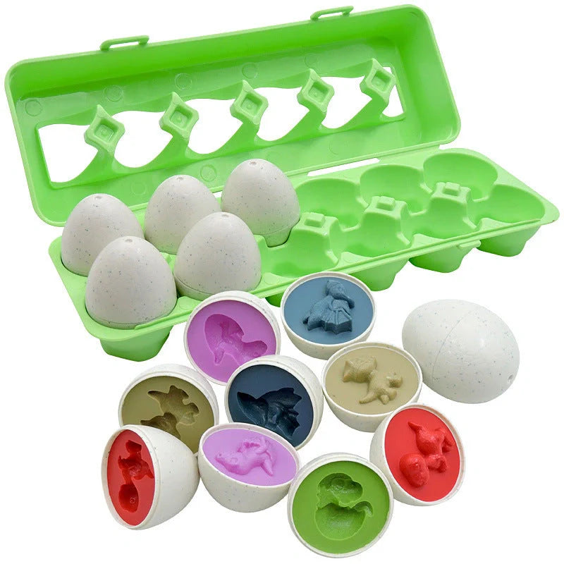 Educational smart egg toy for children, featuring 12 colourful eggs for shape and colour matching