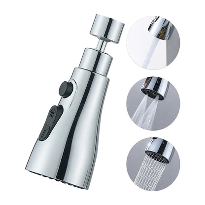 Universal pressurized faucet sprayer with 360-degree rotation and 3 cleaning modes for efficient kitchen cleaning