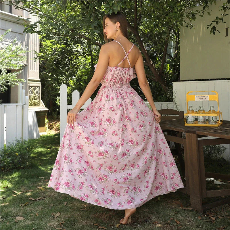 Women's simple printed polyester dress in white, available in sizes S to 4XL