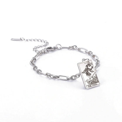 12 Tarot Card Series Fashion Trend Long Oval Link Chain Bracelet in gold and silver finishes