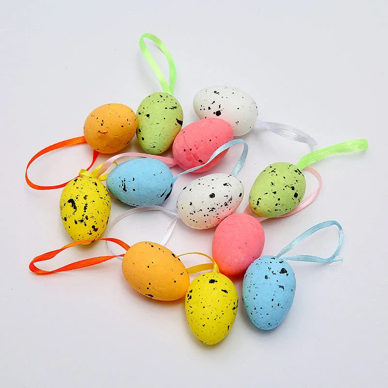 Colorful DIY Easter egg hanging decorations in various sizes and styles, perfect for springtime displays and celebrations.