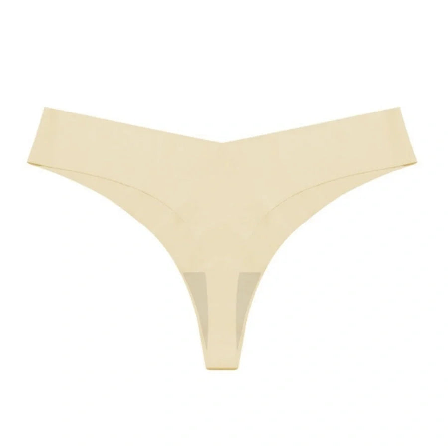 Low waist ice silk T-back underwear set in assorted colours with purified cotton crotch