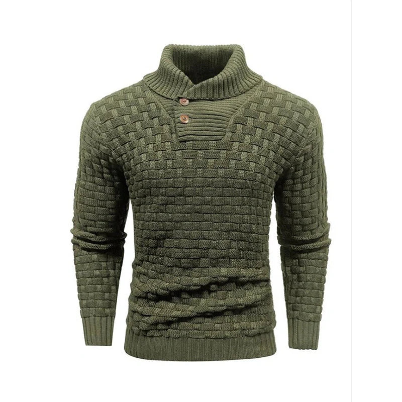 Men's slim button turtleneck sweater in various colours for stylish winter wear