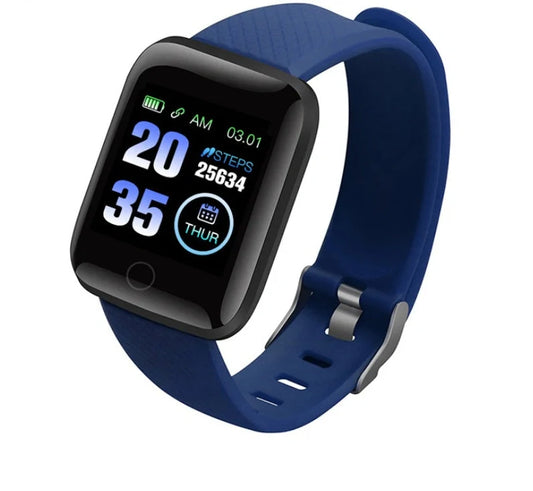 Advanced health-tracking sports bracelet with features including blood pressure and heart rate monitoring, activity tracking, and smartphone connectivity