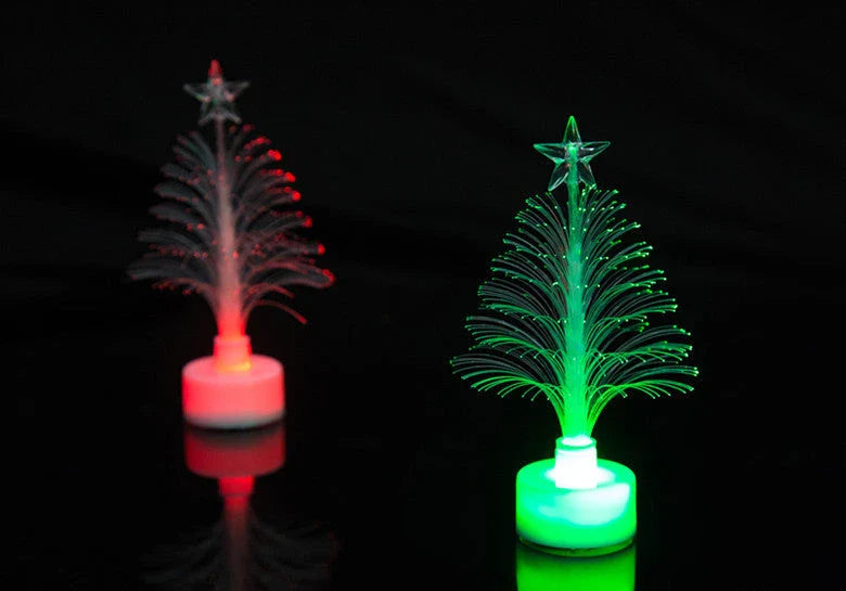 Vibrant color-changing LED fiber optic Christmas tree lamp with stable round base
