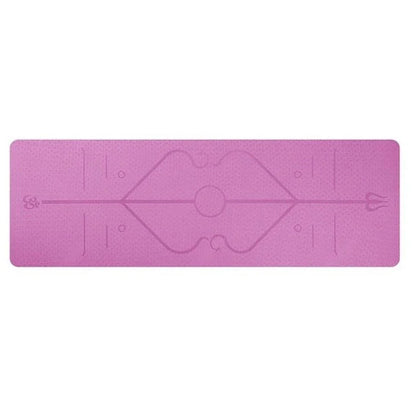 Non-slip TPE yoga mat with position lines for beginners, available in multiple colors
