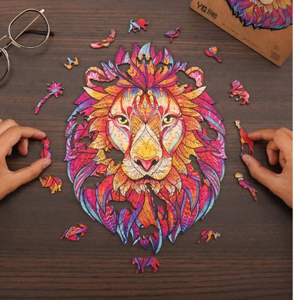 Charming wooden animal puzzles featuring a variety of wild creatures like foxes, wolves, and owls, perfect for a unique Christmas gift.