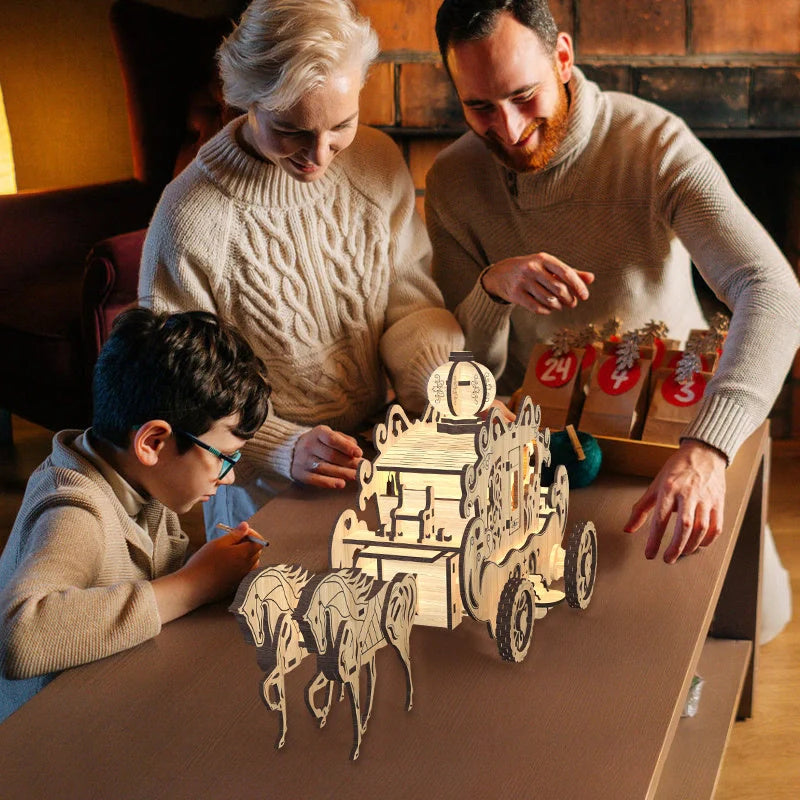Exquisite wooden puzzle toy depicting Princess Amelia's classic carriage, showcasing British craftsmanship and timeless elegance.