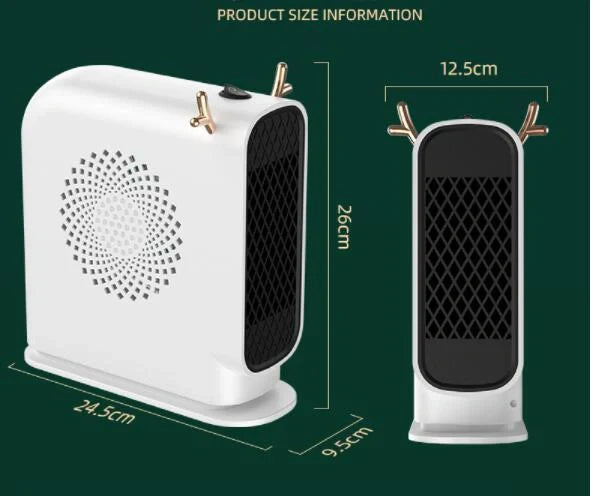 Compact Desktop Heater in Macaron Green, Ivory White, and Maya Yellow for small space warmth