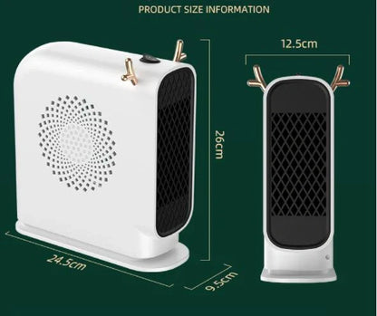 Compact Desktop Heater in Macaron Green, Ivory White, and Maya Yellow for small space warmth