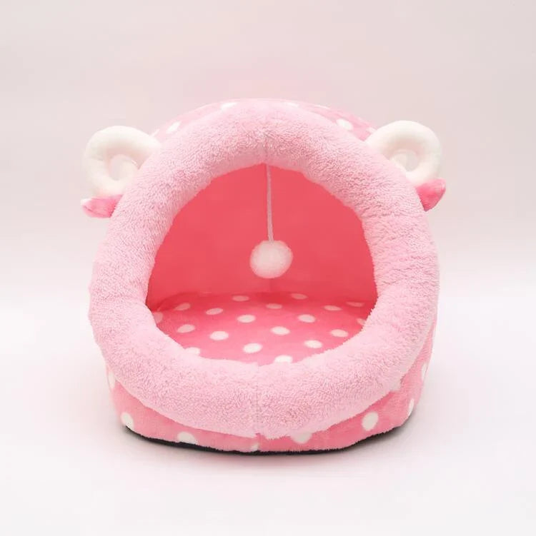 Cosy pet bed in various colours and sizes, providing a soft, warm, and comfortable sleeping space for cats and small dogs