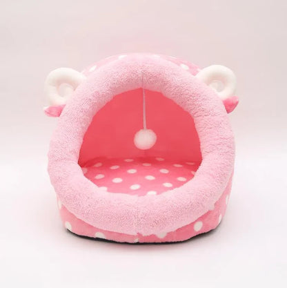 Cosy pet bed in various colours and sizes, providing a soft, warm, and comfortable sleeping space for cats and small dogs