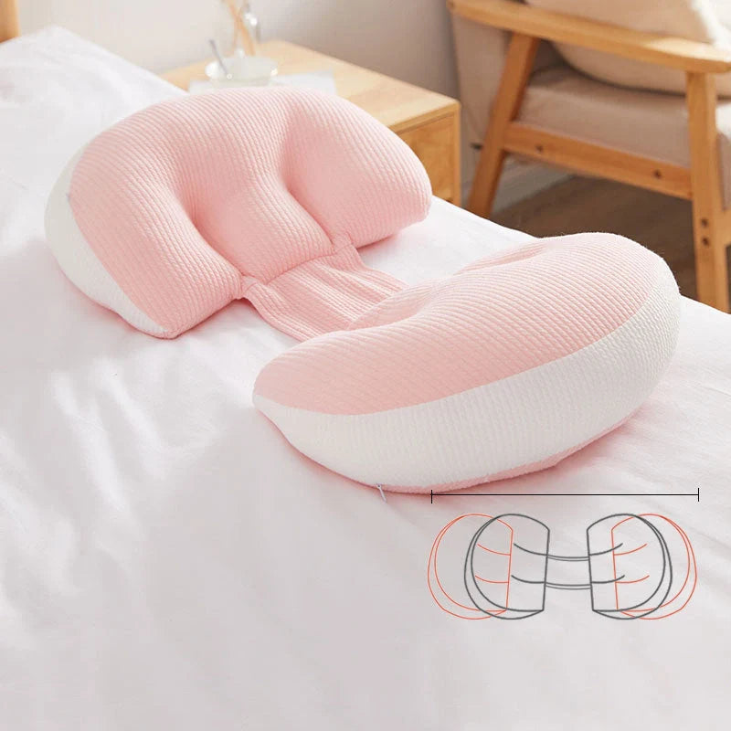 U-shaped pregnancy pillow for side sleepers with abdomen support