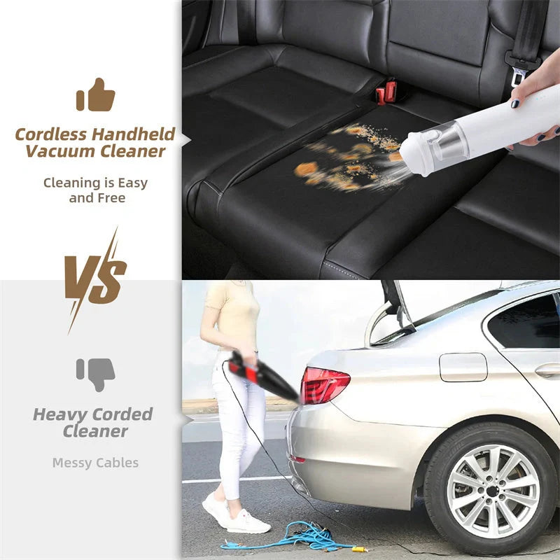 Shell Multifunctional Car Vacuum Cleaner with 10kPa suction, blowing function, and USB charging port