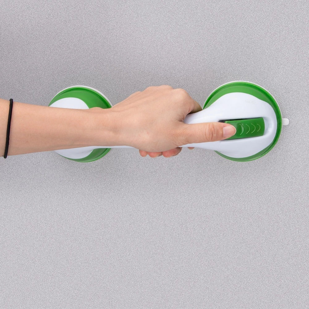 Durable ABS plastic bathroom handrail with suction cups for anti-skid safety support