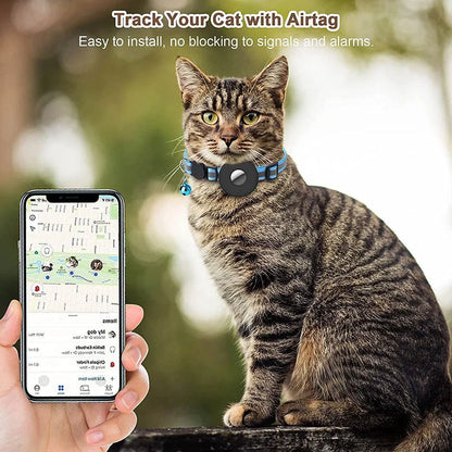 Airtag Pet Collar with reflective strip and bell for cats and dogs