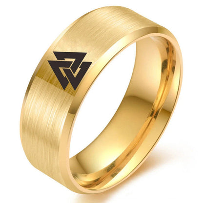 Stainless Steel Viking Odin Symbol Ring in various colours and sizes