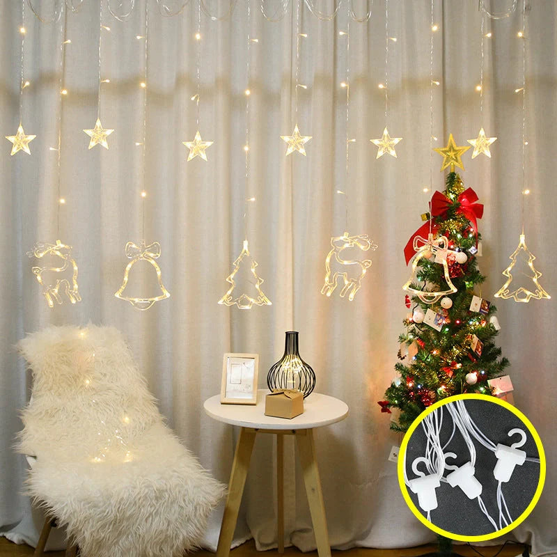 Christmas Deer Tree Bells Star String Fairy Lights for festive indoor and outdoor decoration
