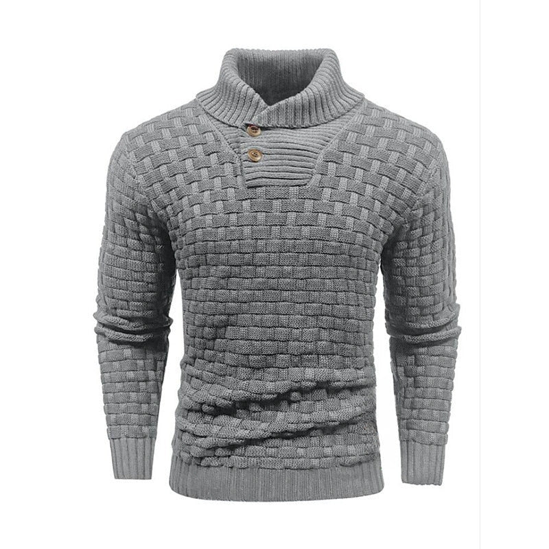 Men's slim button turtleneck sweater in various colours for stylish winter wear