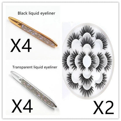 Premium self-adhesive eyeliner and false lash set in various shades