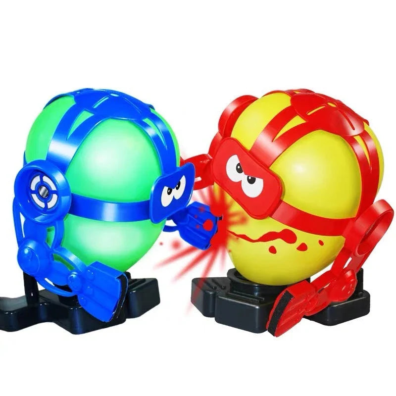Two interactive balloon battling robots with detachable goggles, ready to engage in a competitive balloon-popping showdown.