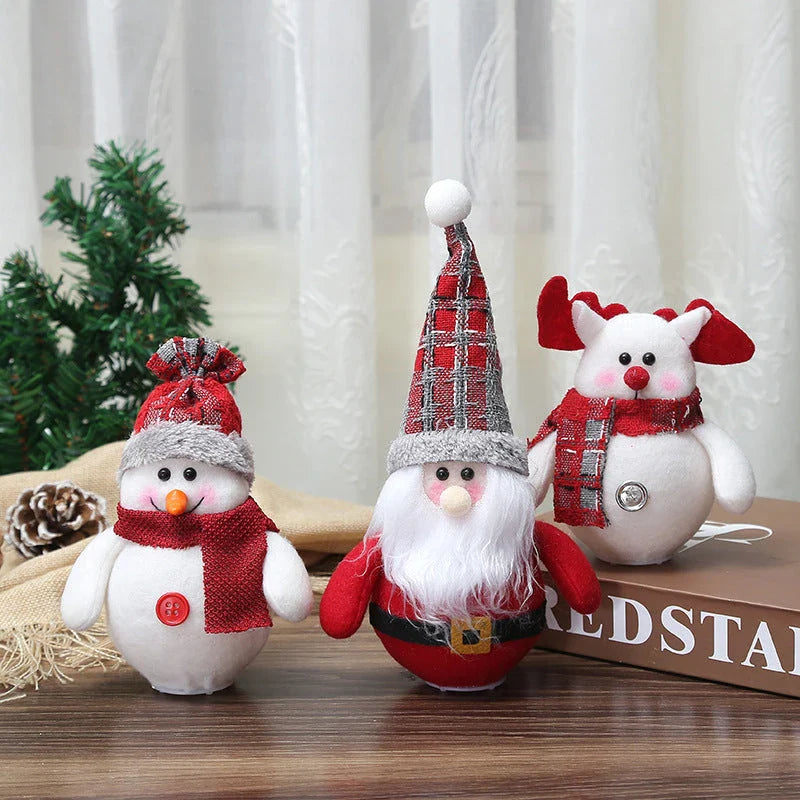 Luminous LED Christmas ornaments with Santa Claus, snowman, and reindeer designs