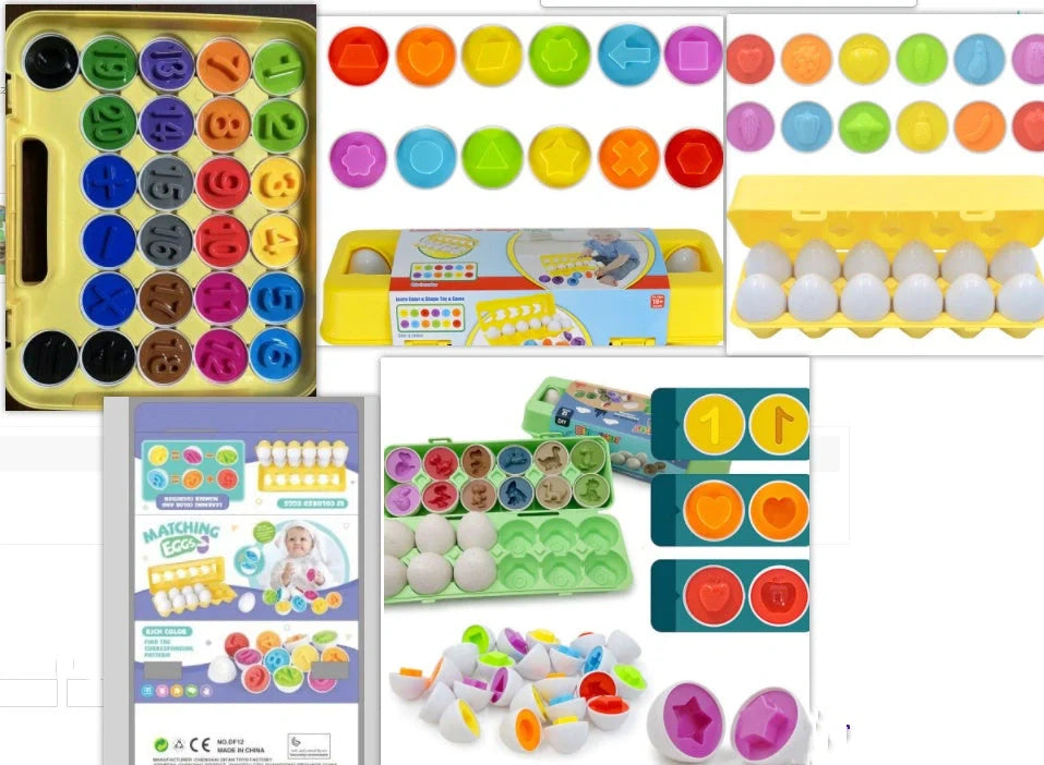 Educational smart egg toy for children, featuring 12 colourful eggs for shape and colour matching