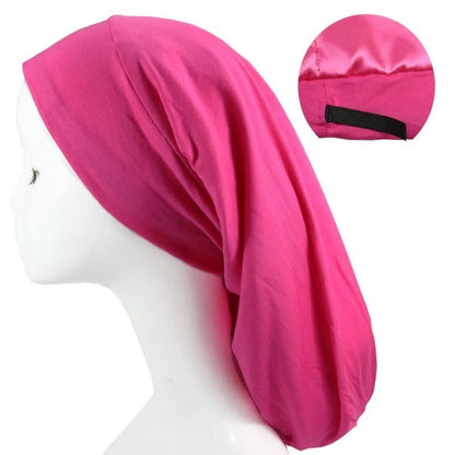 Women's adjustable satin nightcap in various colours with cotton lining