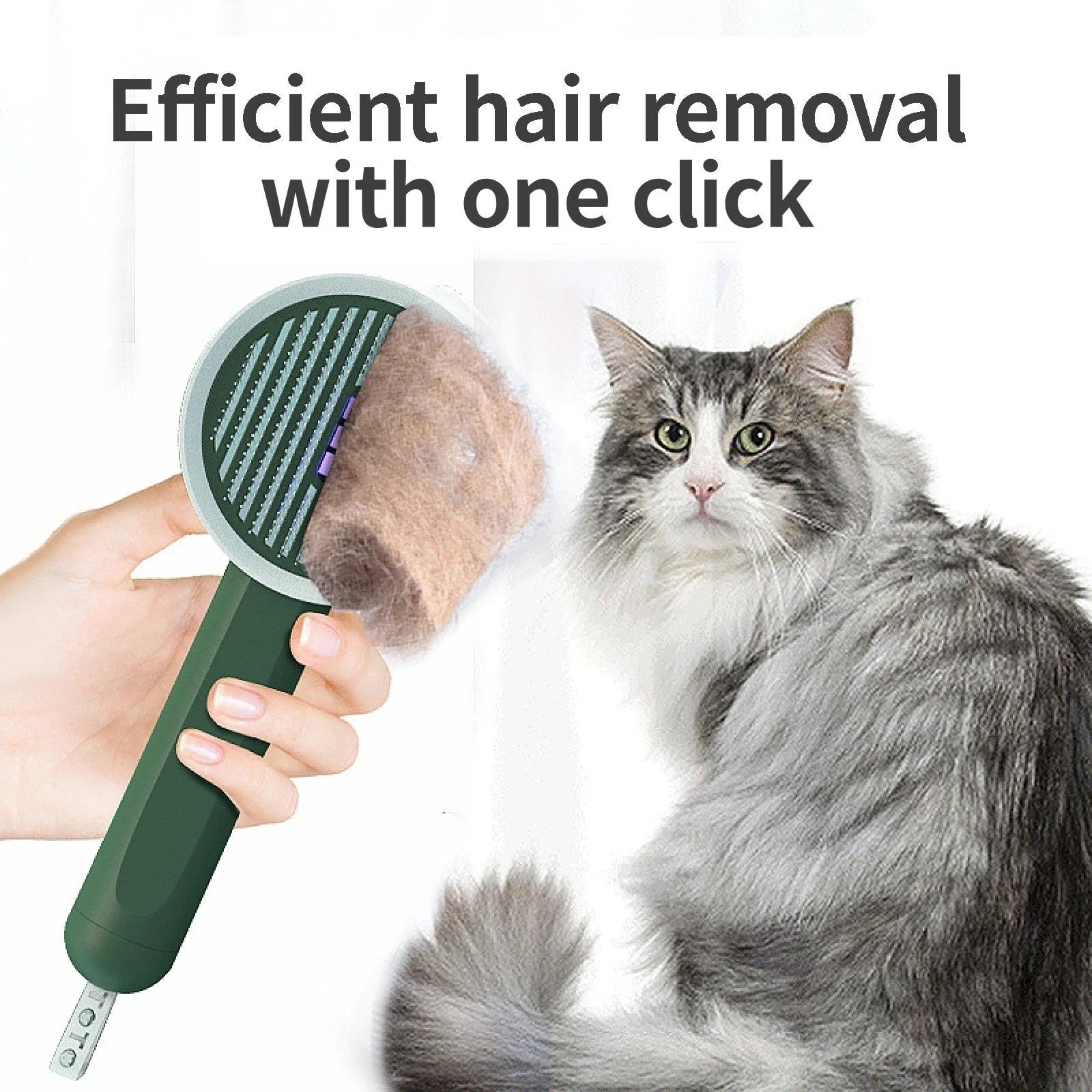 Cordless pet hair removal brush with floating comb for effortless grooming of cats and dogs
