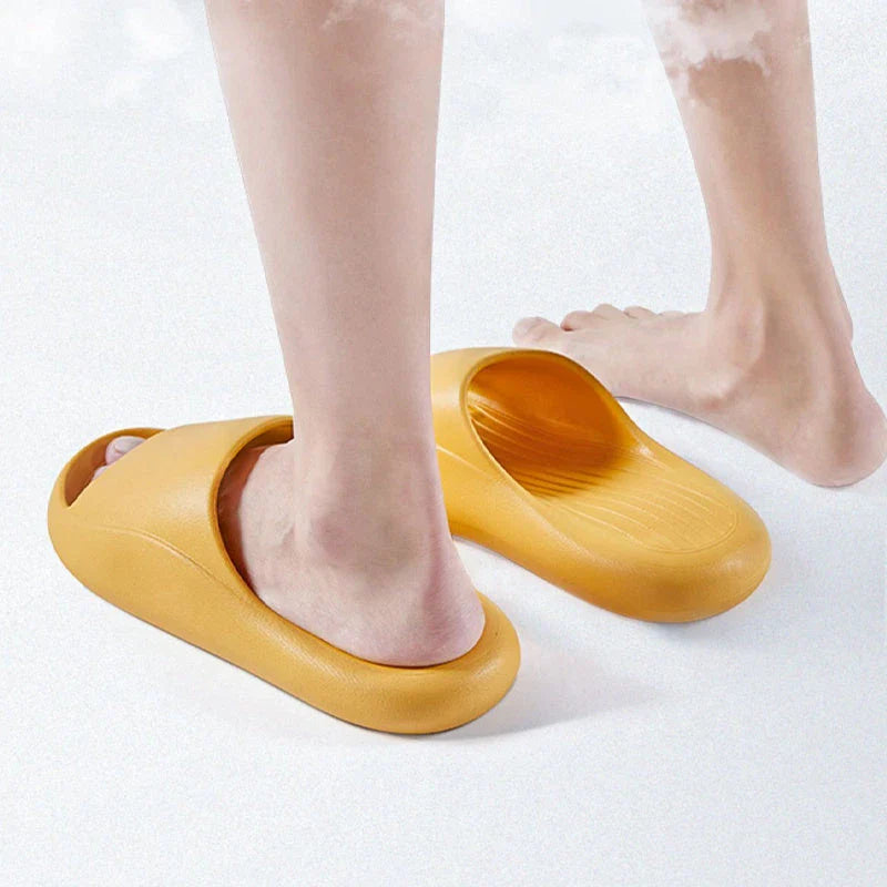 Comfortable slip-on slippers with anti-skid soles in a variety of vibrant colors
