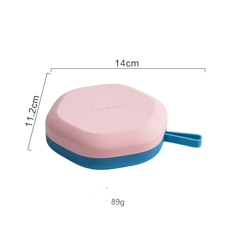 Silicone hexagon-shaped 3D ice cube tray with lid, available in various colours