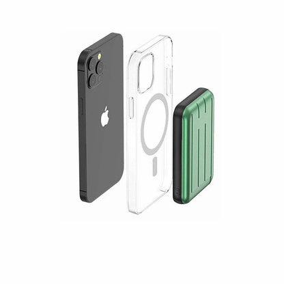 Premium 15W magnetic wireless power bank in three stylish colours: green, blue, and grey