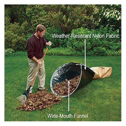 Green foldable leaf storage bag for garden clean-up, 140cm x 140cm